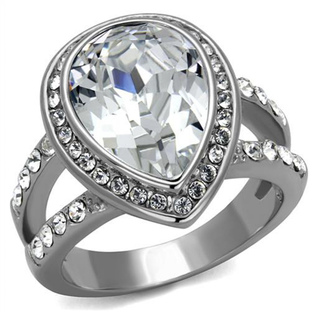 634 Ct Crystal Stainless Steel Engagement Ring